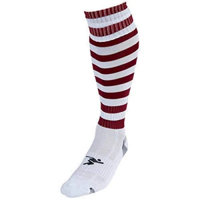 Image of Precision Training Hooped Pro Football Socks Kids &amp; Adults White/Maroon, unspecified, K REY 710YWM