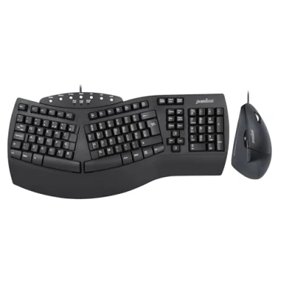 Image of Perixx PERIDUO 512B, Wired Ergonomic Keyboard and Vertical Mouse Combo USB Black UK QWERTY
