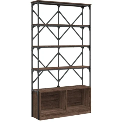 Image of vidaXL Bookcase Brown Oak 100x26x180 cm Engineered Wood and Metal
