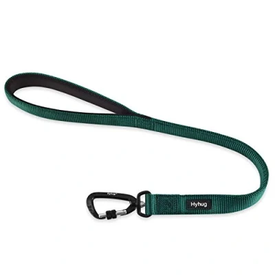 Image of Lightweight Aluminum Alloy Hook Buckle, High grade Upgraded Traffic Durable Nylon 24 Inch Short Leash, with soft Neoprene Lining Handle, Professional Training (24 Long, Dark Green)