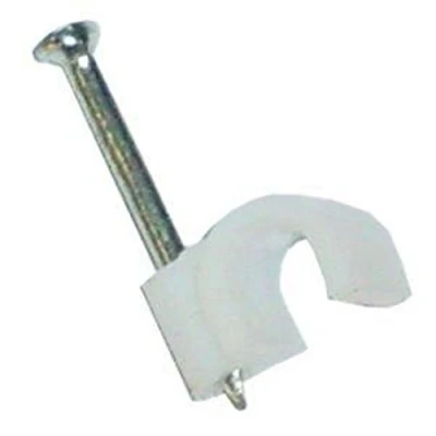 Image of Tower 4mm Round White Cable Clips Pack of 20
