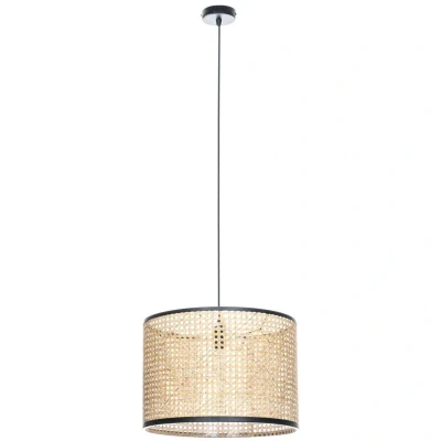 Image of Lindby pendant light Yaelle, Ø 40 cm, rattan, black, E27