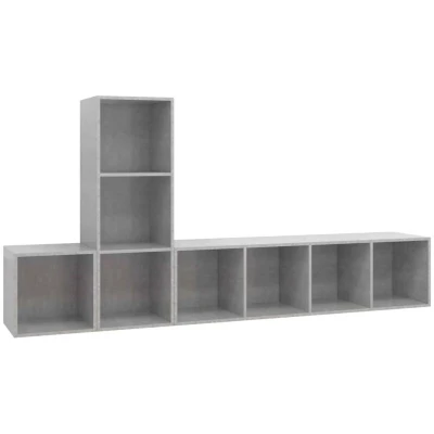 Image of vidaXL 3 Piece TV Cabinet Set Concrete Grey Engineered Wood