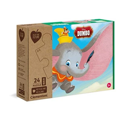 Image of Clementoni 20261 Disney Dumbo 24 maxi pieces Made in Italy 100% recycled materials, jigsaw puzzle for kids