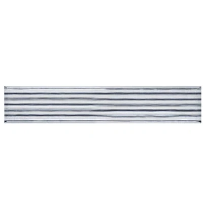 Image of Mikasa Cotton and Linen Table Runner, White Dining Runner with Navy Stripe, 230 x 34cm Natural for Rustic Dining, Machine Washable