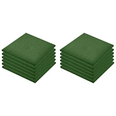 Image of &quot;vidaXL Fall Protection Tiles 12 pcs Durable, Slip Resistant Rubber Decking Ideal for Walkways, Patios and Children&#039;s Play Areas 50x50x3 cm Green&quot;