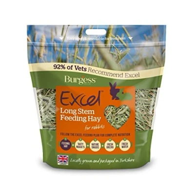 Image of Excel Burgess Long Stem Feeding Hay, Transparent, 1 kg (Pack of 1)
