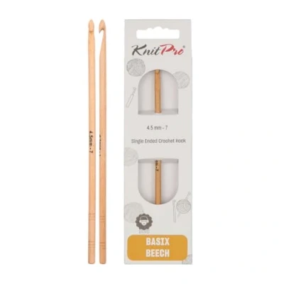 Image of KnitPro Basix Birch: Crochet Hooks: Single Ended: 15cm x 4.50mm, Birchwood, Multi Colour, 10mm