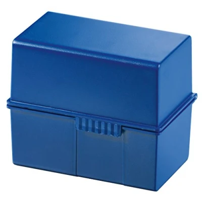 Image of HAN Index File Box DIN A6 Landscape Pack of 3, Innovative, Attractive Design for 400 Cards with Steel Hinge, Blue, 976 14