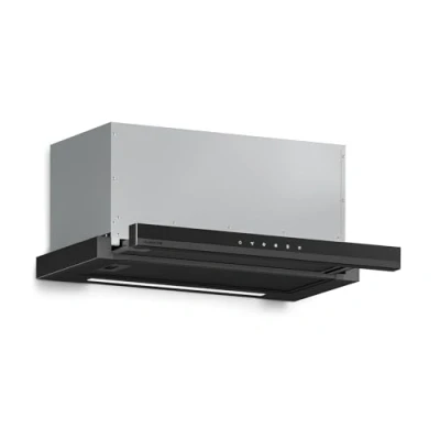Image of Klarstein Velaire Cooker Hood, 60cm Telescopic Kitchen Hood with Touch Control, 896 m3/h Airflow, Energy Class A++, Quiet DC Motor, LED Lighting, Carbon Filters, Matte &amp; Glossy Design, Black