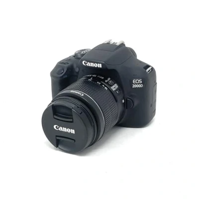 Image of Canon EOS 2000D DSLR Camera and EF S 18 55 mm f/3.5 5.6 IS II Lens Black
