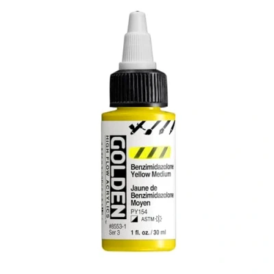 Image of Golden Acrylic High Flow, 1 ounce bottle, Benzimidazolone Yellow Medium (8553 1)