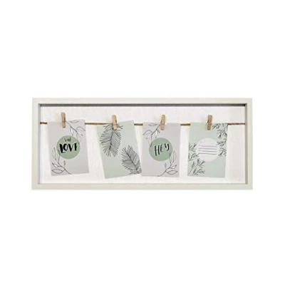 Image of nielsen Accent Photo Frame to fit 4 Photos 3.5x5, Clothesline with Pegs Picture Frame, Wooden Postcard 9x13cm Photographs White