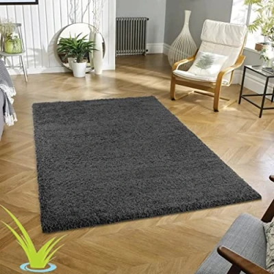Image of Wadan 160x230cm Dark Grey Shaggy Rugs Living Room 5mm Thick Pile Extra Large Small Medium Rectangular Size Soft Touch Area Non Shedding