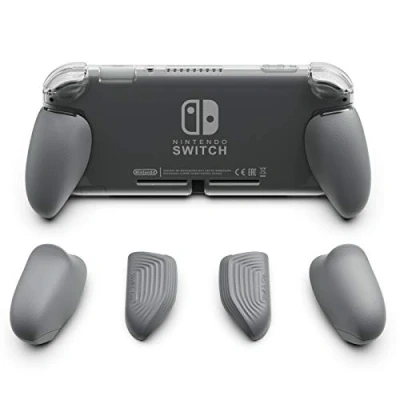 Image of Skull &amp; Co. GripCase Lite: A Comfortable Protective Case with Replaceable Grips [to fit All Hands Sizes] for Nintendo Switch Lite [No Carrying Case] Gray