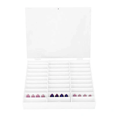 Image of Wandisy Nail Art Display Storage Box with 64 Grids, Fake Case Holder Organizer Transparent Container Set for Craft, Embroidery, DIY Art, Jewellery, Beads and Diamonds(White)