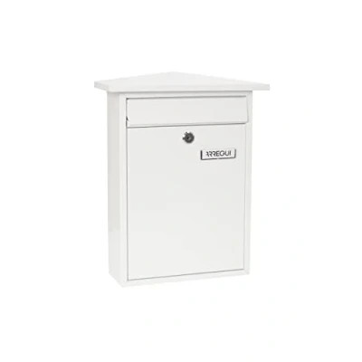 Image of ARREGUI Home E5711 Exterior Steel Mailbox, Size M (DIN A4 Mail and Magazines), Individual Narrow Bottom Wall Rainproof, Easy to Install, White