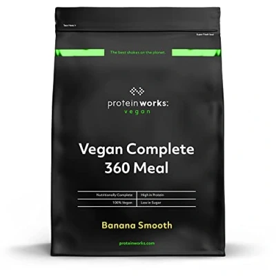 Image of Protein Works Vegan Complete 360 Meal Shake, 100% Replacement Powder, Meal, Plant Based 10 Meals, Banana Smooth, 1kg