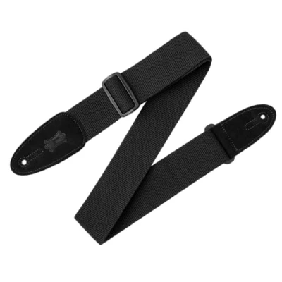 Image of Levy&#039;s MC8 BLK 2 inch Cotton with Leather Ends Black