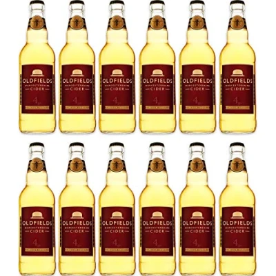 Image of Hobsons Oldfields Premium English Medium Sweet cider 4.8% ABV 12 Pack Case (500 ml Bottles). Artisan made on the farm suitable for vegetarians, vegans and gluten free.
