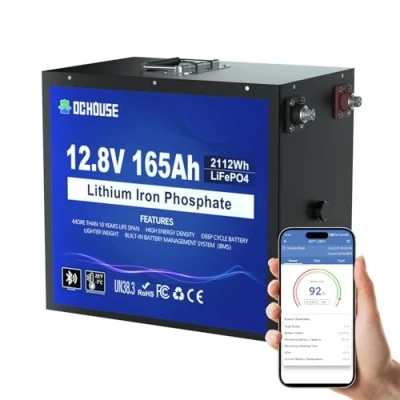 Image of DCHOUSE 12V 165Ah LiFePO4 Lithium Battery 150AH built in BMS,4000+ Deep Cycles, Perfect for Trolling Motor, RV, Camping, Off Grid System