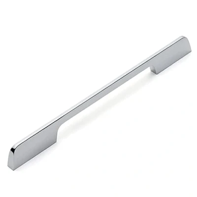 Image of Decoranddecor Slimline Polished Kitchen Bathroom Bedroom Cabinet Door Drawer Furniture Handles (160mm or 192mm Hole Center, Chrome)