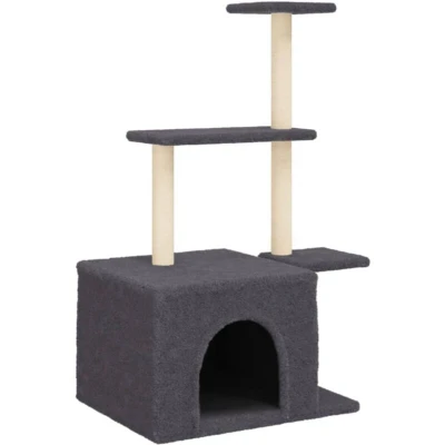 Image of vidaXL Cat Tree with Sisal Scratching Posts Dark Grey 110 cm