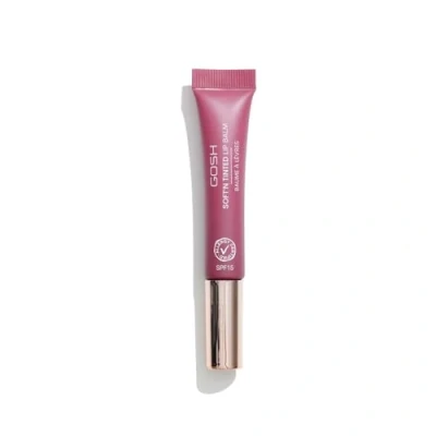 Image of GOSH tinted lip balm with SPF 15 I vegan care stick colour in Berry (06) soft lips without stickiness perfume free Glossy Booster moisturising lipbalm
