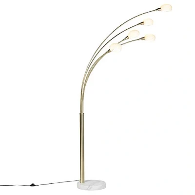 Image of Qazqa Art Deco Floor lamp Gold 5 Lamps Sixties Marmo Design Suitable for LED E14 Light Steel Living Room I Bedroom