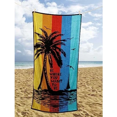 Image of Rapport Home Ultra Absorbent Tropical Palm Tree Beach Towel