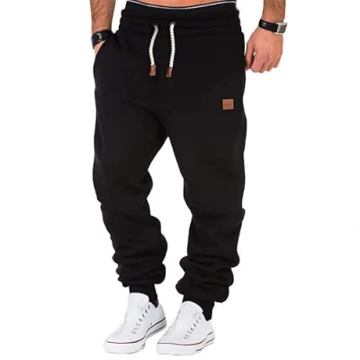 Image of Fleece Track Jogger Pants Sweatpants Running Active Sports Gym Trousers Activewear Mens (Black,M)