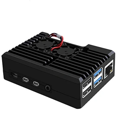 Image of GeeekPi Raspberry Pi 4 Armor Case with Dual Fan, Passive Aluminum Alloy Cooling Fan for Model B (With 2510 Fan)