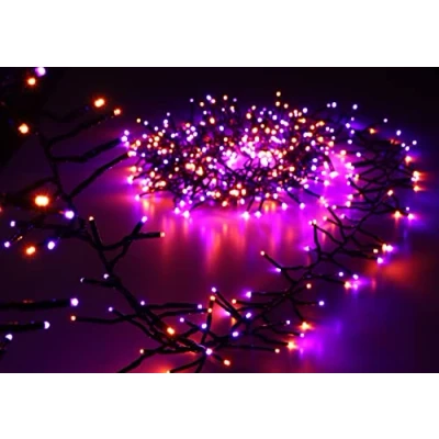 Image of Christmas Concepts® 500 6M/20FT Orange/Purple LED Cluster Lights With 8 Function Controller Indoor/Outdoor Energy Efficient A++