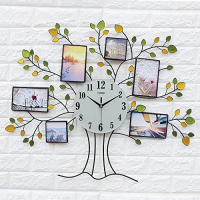 Image of Wudimaoyiyouxian Creative Decorative Wall Clock Photo Frame ，Large Table For Living Room ，Wrought Iron Electronic (Color : 1 pack)