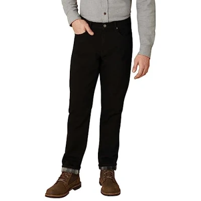 Image of Eddie Bauer Men&#039;s Flannel Lined Flex Jeans Straight Fit, Black/Grey 38W x 30L Regular