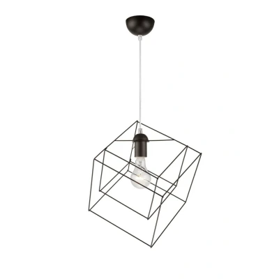 Image of Wire Frame Pendant Ceiling Light Black, 1x E27