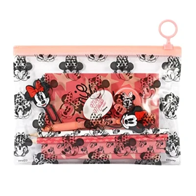 Image of Minnie Mouse 9pcs Transparent Filled Pencil Case Stationery Set Waterproof Boys Girls Kids Children School Travel Exam