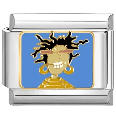 Image of Quiges 9mm Italian Style Charm Link Module Stainless Steel Crazy Girl for Bracelets