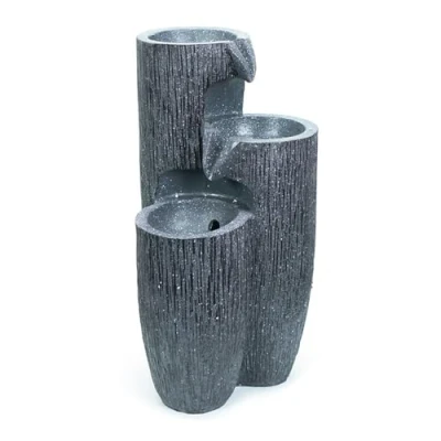Image of Solar Powered Cascading Water Feature, Outdoor Fountain, Tranquil Garden Ornament Statue Light Logs Design