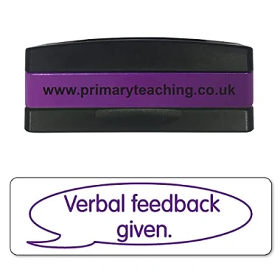 Image of Stackable Verbal Feedback Given Pre Inked School Teachers Marking Stamper Stamp 44x13mm Primary Teaching Services (Purple)