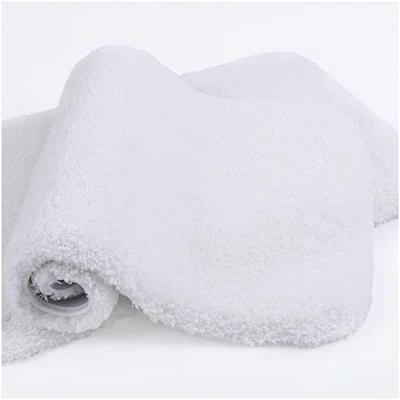 Image of Non Slip Bath Mat 2 Pack Thickened Rug for Bathroom Absorbent Ultra Soft Fluffy Microfiber Bedside Carpet Floor Mat, Quick drying, Machine Washable 50 x 80cm (White)