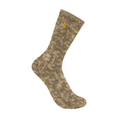 Image of Carhartt Men&#039;s Midweight Tie dye Crew Sock 2 Pack, Malt Khaki, Large (Pack of 2)
