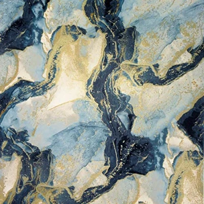 Image of Abstract Marble Teal Wallpaper Metallic Gold Effect Modern Contemporary Textured Feature Wall Glamorous