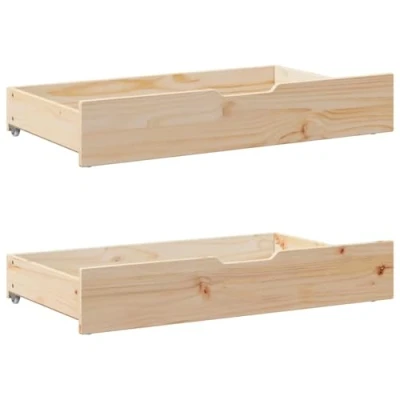 Image of vidaXL Under Bed Drawers with Wheels Storage 2 pcs Solid Wood Pine