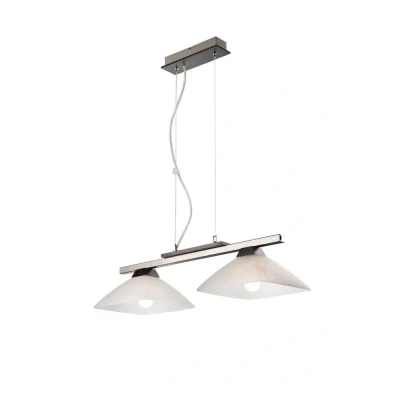Image of Ela Bar Pendant Ceiling Light With Glass Shade, Wenge, 2x E27