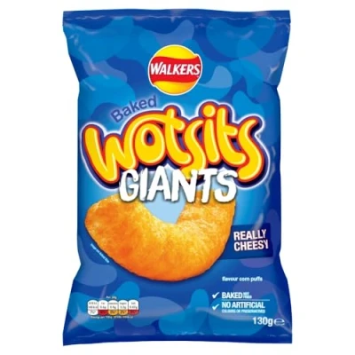 Image of Walkers Wotsits Giants Really Cheesy Vegetarian Baked Snacks 130 g