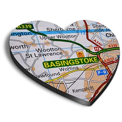 Image of 1 x Heart MDF Magnets Basingstoke England Travel Holiday UK 44229