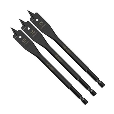 Image of 3 x SabreCut SCRIW15_3 15mm 152mm Impact Rated Flat Wood Spade Bits Compatible with Bosch Dewalt Makita Milwaukee and Many Others