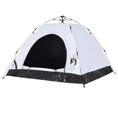 Image of vidaXL 3 Person Dome Camping Tent with Blackout Fabric, Quick Setup, Waterproof Coating, Ventilation, and Portable Design, White