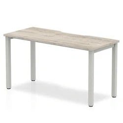 Image of Evolve Plus 1400mm Single Starter Desk Grey Oak Top Silver Frame
